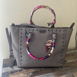 Michael Kors Gray Studded Women's Bag with Colorful Handle